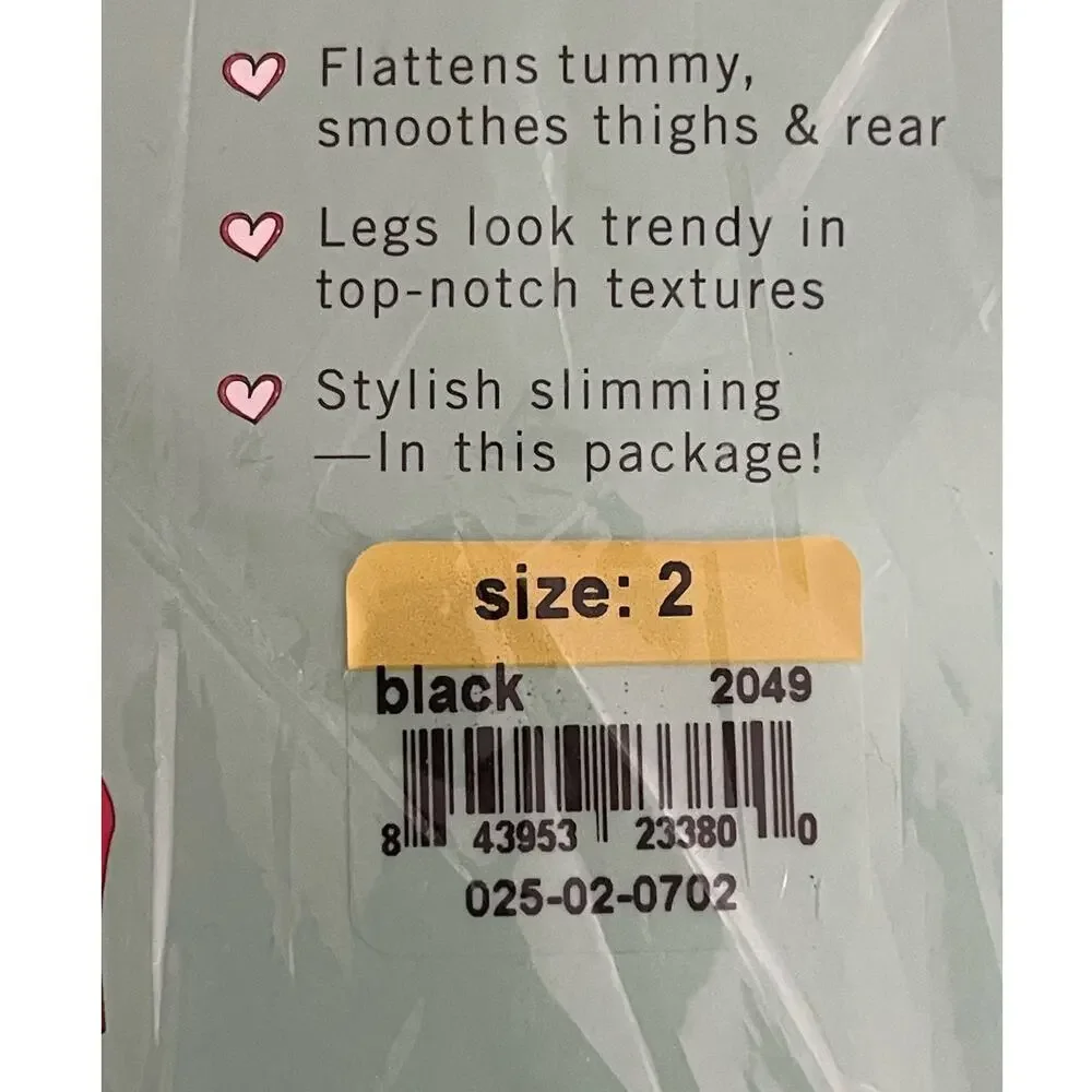 SPANX Assets Shaping Tights Textured Wish Bone Black Size 2 NEW